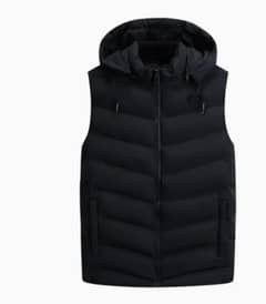 Men Hooded vest padding bomber Sleeveless Jacket