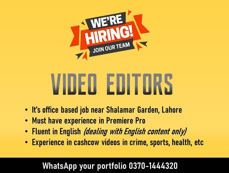 Required Video Editors (Cashcow) 0