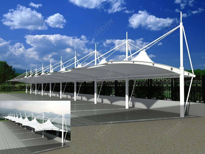 Car Parking Shade | Pvc tensile structure | Rolling shed | C - Channel 10