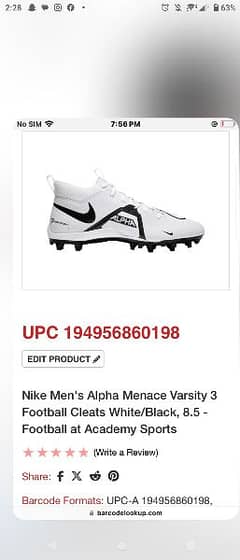 Nike Men's Alpha Menace Varsity 3 Football cleats white .