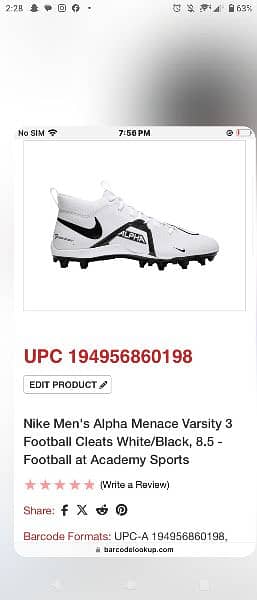 Nike Men's Alpha Menace Varsity 3 Football cleats white . 0