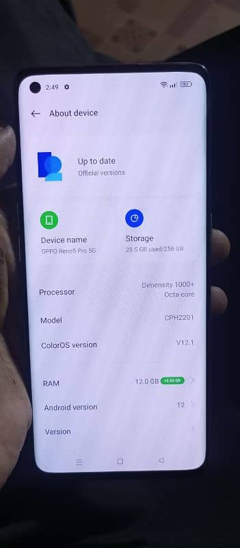 oppo reno 5pro 256Gb ram 12+7 6