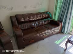 6 seater Sofa Set Dark Brown Rexine 0