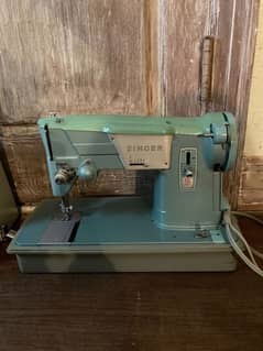 Vintage Singer Sewing Machine Blue 327K with Case