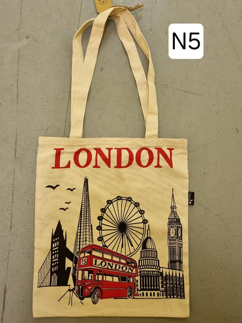 Cotton Shopping Tote Bag 300+ GSM With Long Handle Double Side London 2