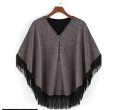 Grey Zipper Poncho