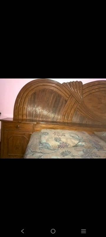 wooden Double Bed with mattress For Sale 3