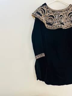 Elegant Black Dress with Handwork Detailing