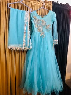 Beautiful Fairy Sky Blue Net Frock