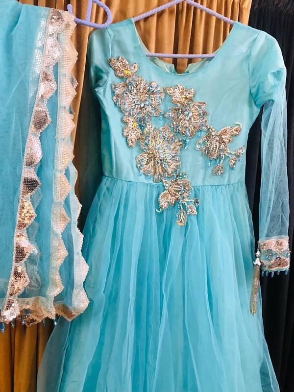 Beautiful Fairy Sky Blue Net Frock 1