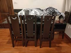 dining table/8 seater dining table/dining with 8 chairs/glass on top