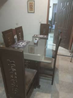 Wooden Dining table with 6 chairs