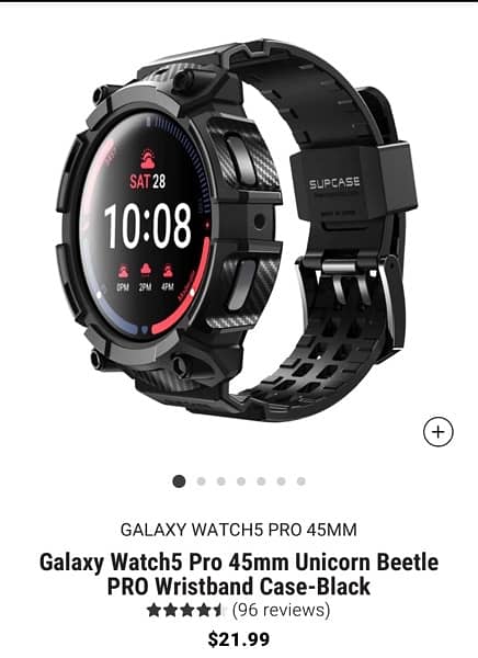 Galaxy Watch5 Pro 45mm Unicorn Beetle PRO Wristband Case-Black 0