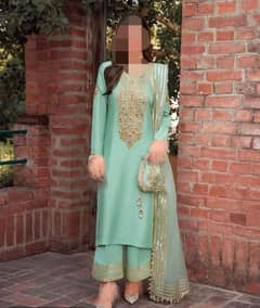 3 Pcs Women's Unstitched Fancy Katan and Organza Suit