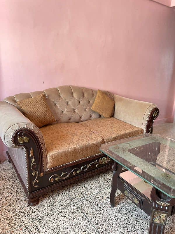 Chiniot Wood 7 Seater Sofa Set And 3 Tables Urgent Sale Cash Need 2