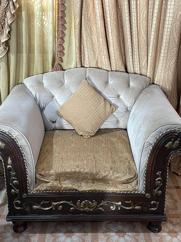 Chiniot Wood 7 Seater Sofa Set And 3 Tables Urgent Sale Cash Need 15