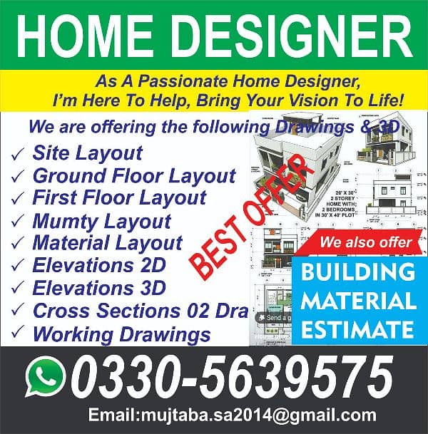 2D and 3D Architecture Design Services, Home Designer, Naqsha 1