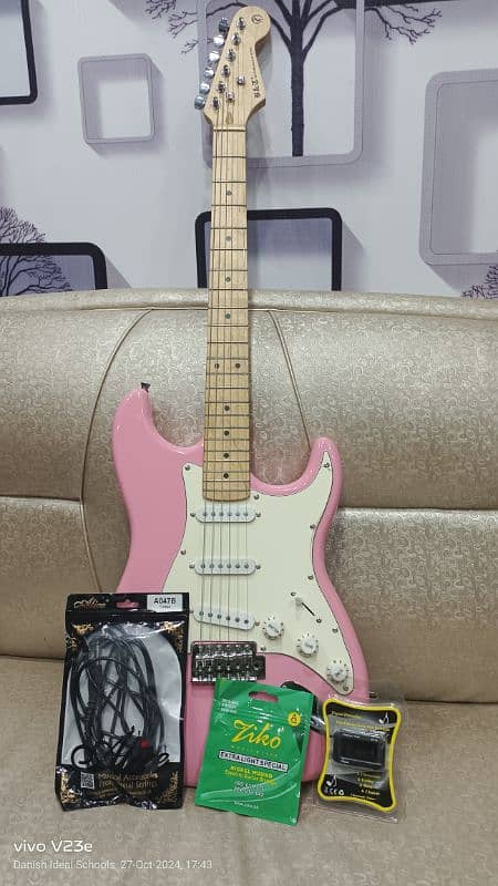 Austin Strat Style Electric Guitar Pink 1