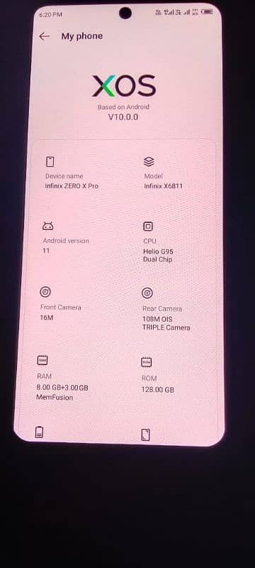 infinix zero x pro 8+3/128 daba charger sath ha all ok 0