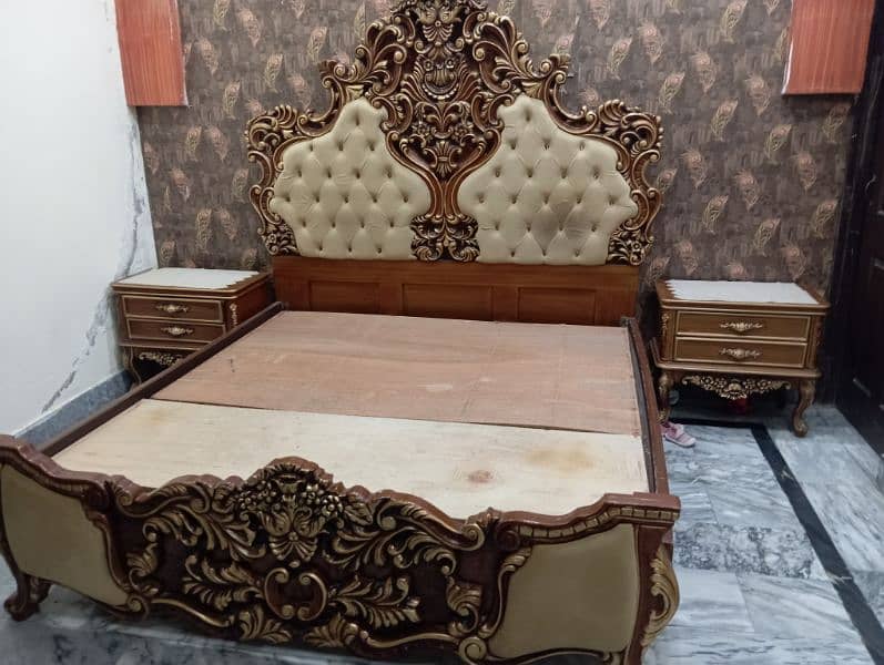 One King Size Bed With Side Table Without Matress 0