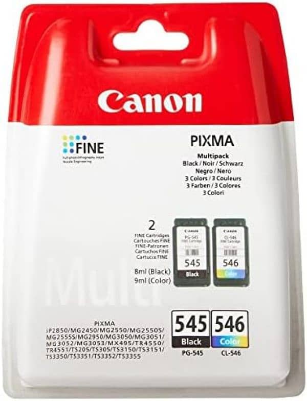 Canon PG 545 CL 546 black & colour original ink cartridge multipack 0