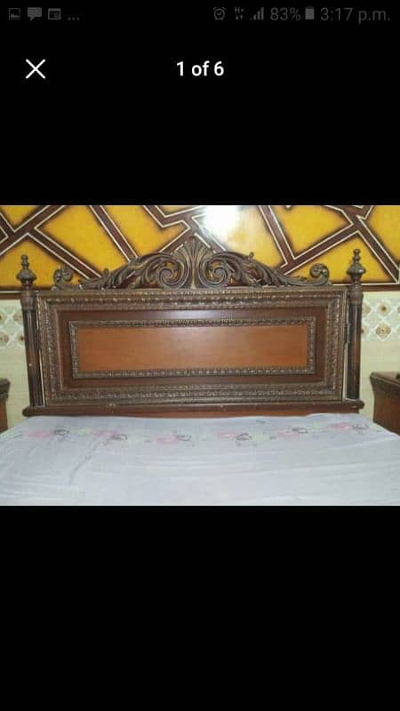 wood bed room set  4 door cupborad dressing table and iron table 0