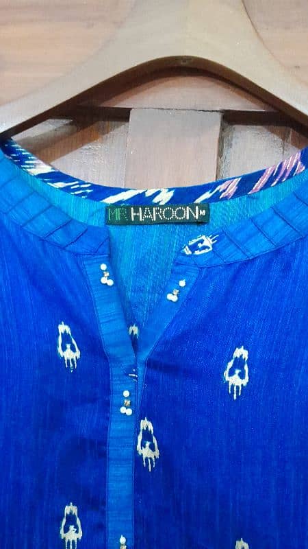 Royal blue Raw silk kurti 3