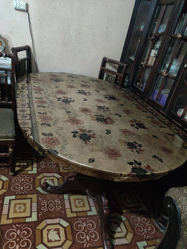 wooden dining table with  chairs 5