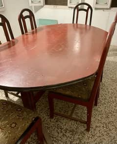 Dining table with six chairs