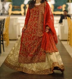 Red and Gold Bridal Wedding Dress Custom-Made Tariq Road Perfect Cond