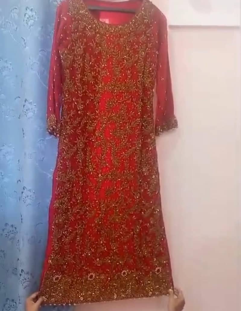 Red and Gold Bridal Wedding Dress Custom-Made Tariq Road Perfect Cond 3