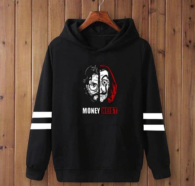 1 PC men's cotton fleece money heist printed hoodie 0