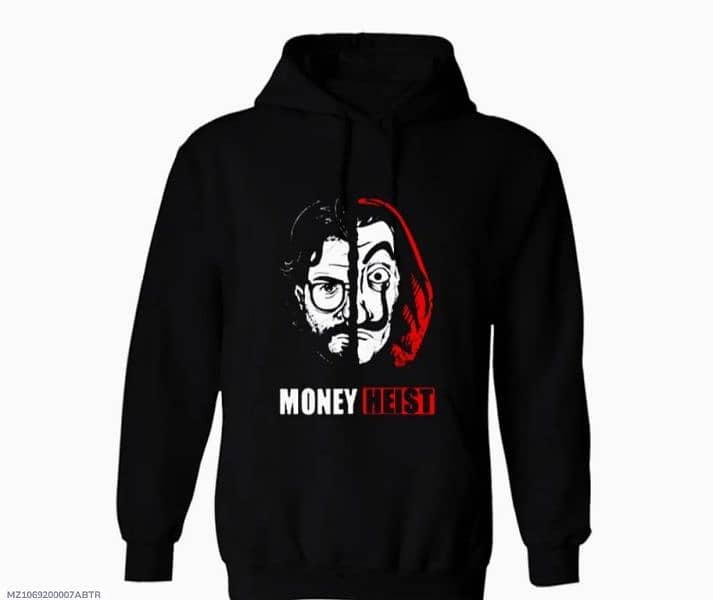 1 PC men's cotton fleece money heist printed hoodie 2