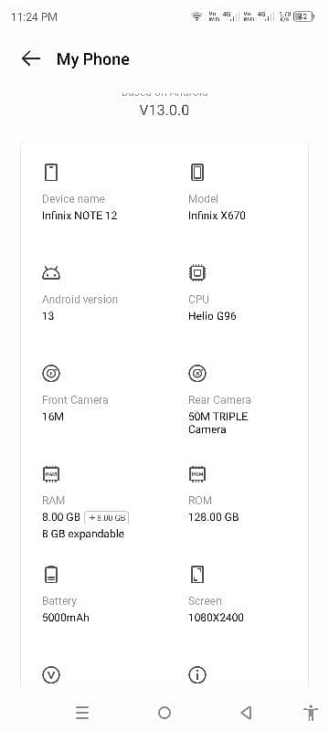 mobile for sale infinix ram 8+8 memory 128 all okay 9