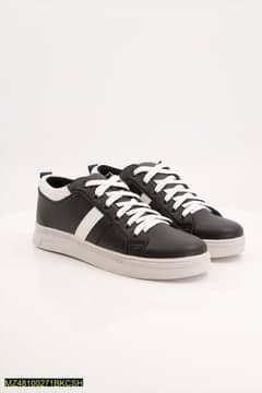 Black Camel - Men's Leather Sneakers , Black & White