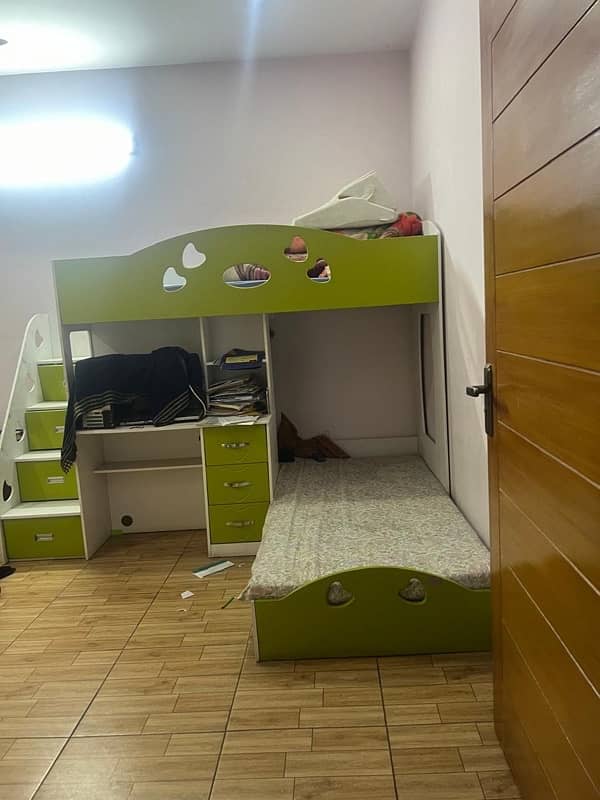 beautiful Bed set (two beds with computer table and cupboard in back) 0