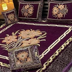 4 Pcs Velvet Jacquard Embroidered Double Bedsheet