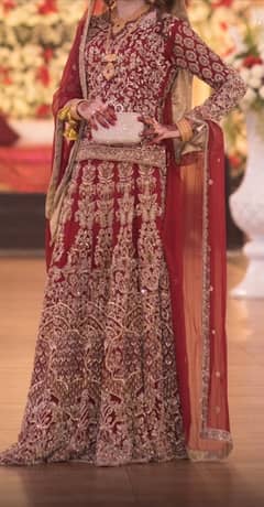 Designer Bridal Lehnga Mehroon Front + Back Heavy Work 1 Time used.