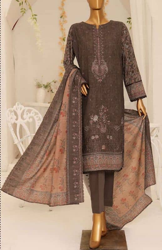 Khaddar Embroided and digital printed 3pc 1