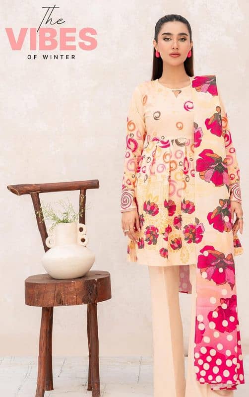 Khaddar Embroided and digital printed 3pc 4