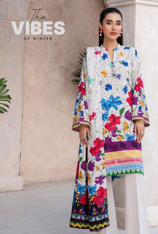 Khaddar Embroided and digital printed 3pc 6