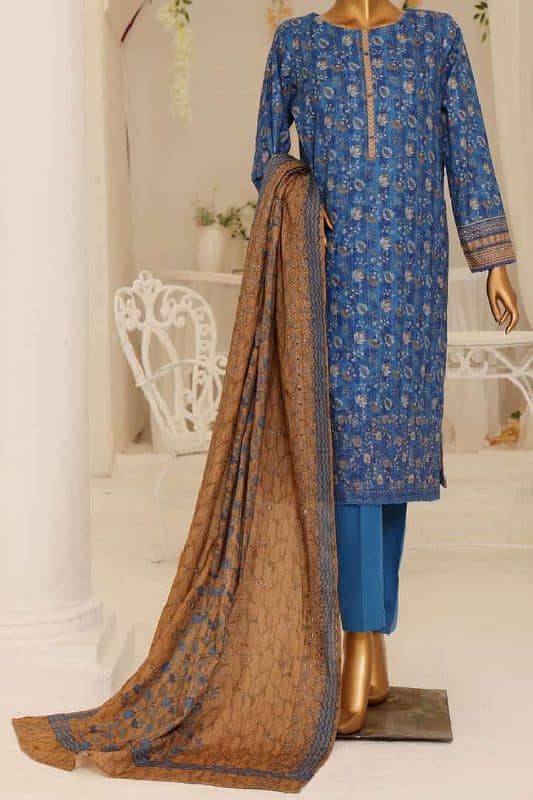 Khaddar Embroided and digital printed 3pc 9