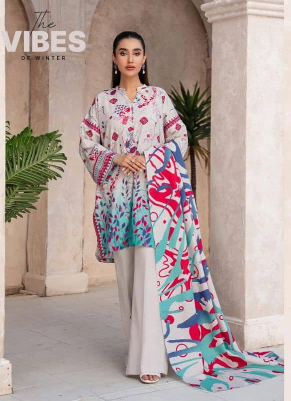 Khaddar Embroided and digital printed 3pc 15