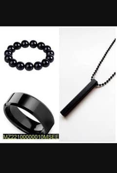 3 in 1 vertical bar boys pendant Ring and bracelet set  pack of 3