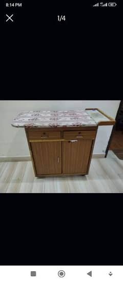 iron stand made of wood with 2 drawers and a cabinet price is final