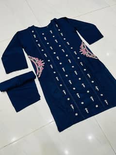 2 pcs woman;s stitched linen Embroidered shirt and trouser