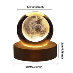 Crystal Ball Night Lights Glowing Planet Saturn 3D laser engraved