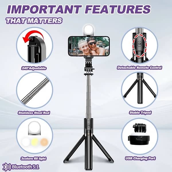 PLOKAMA Live-K8 LED Broadcast Stand With Lightning Remote Control 0