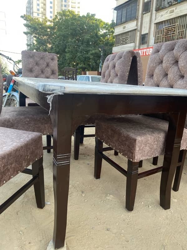 6 seater dining table with marble top 0