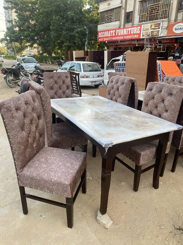 6 seater dining table with marble top 2